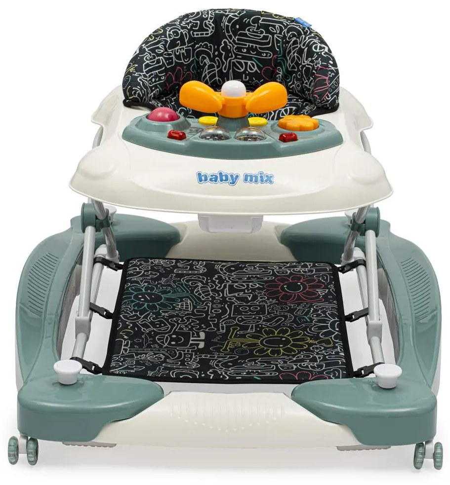 Gyerek bébikomp hintával szilikon kerekek Baby Mix zöld