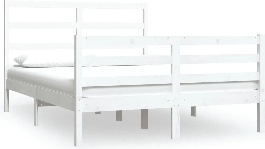 vidaXL Small Double fehér tömör fenyőfa ágykeret 120 x 190 cm
