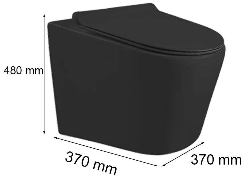 Ride fali, rimless WC fekete