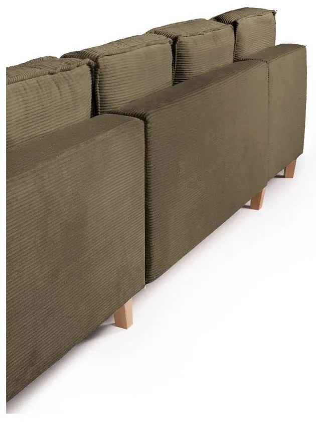 Zöld kordbársony kinyitható sarokkanapé (jobb oldali-U alakú) Tori – Bonami Selection