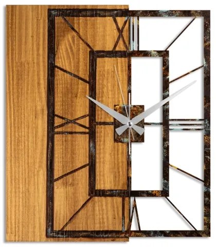 Falióra 49x58 cm, 1xAA, fa/fém kivitelben