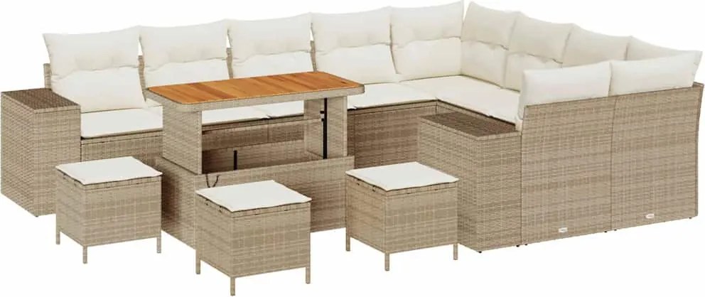 vidaXL Kerti Kanapé Szett párnával tárolóval 13 pcs Beige és krém