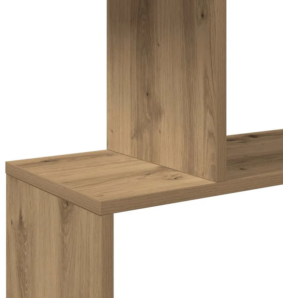 3 szintes kézműves tölgy fa elválasztó könyvespolc 70x24x97 cm
