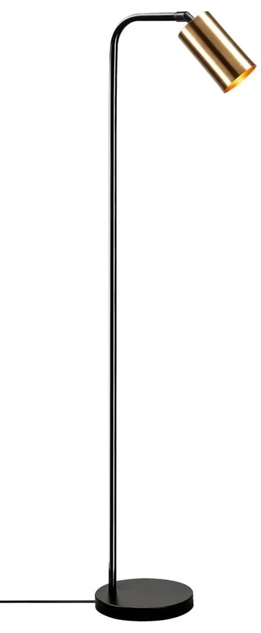 Fekete-aranyszínű állólámpa fém búrával (magasság 120 cm) Emek – Opviq lights