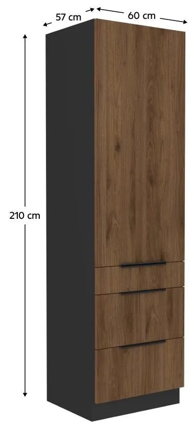 Magas konyhaszekrény Monzesa 60 D db 210 3S1F (okapi dió + fekete) . 1096969