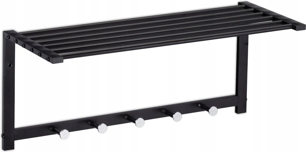 Fali akasztó polccal 28 x 65 x 25 cm Fekete Relaxdays