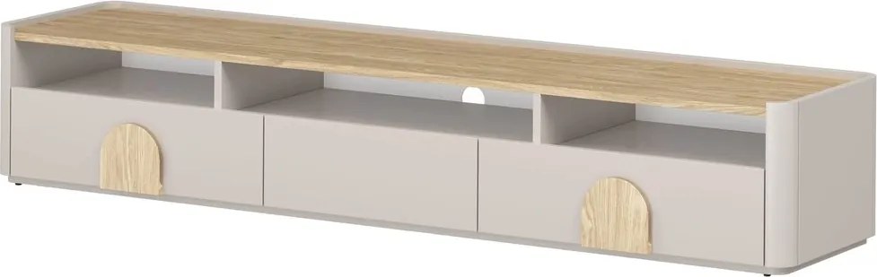 Amilio RTV szekrény 200 cm - kasmír / olajozott tölgy / világos tölgy fogantyú