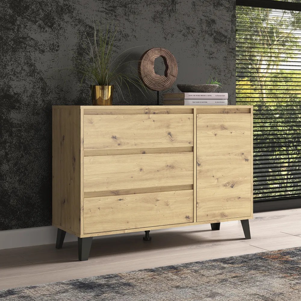 BOGAN 1D3S komód, tölgyfa artisan