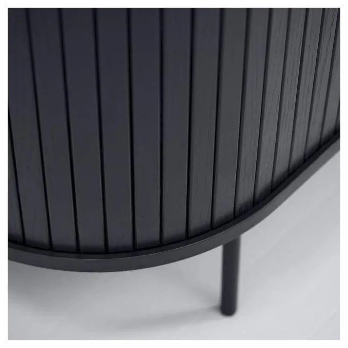 Fekete TV-állvány tölgyfa dekorral 56x180 cm Nola – Unique Furniture