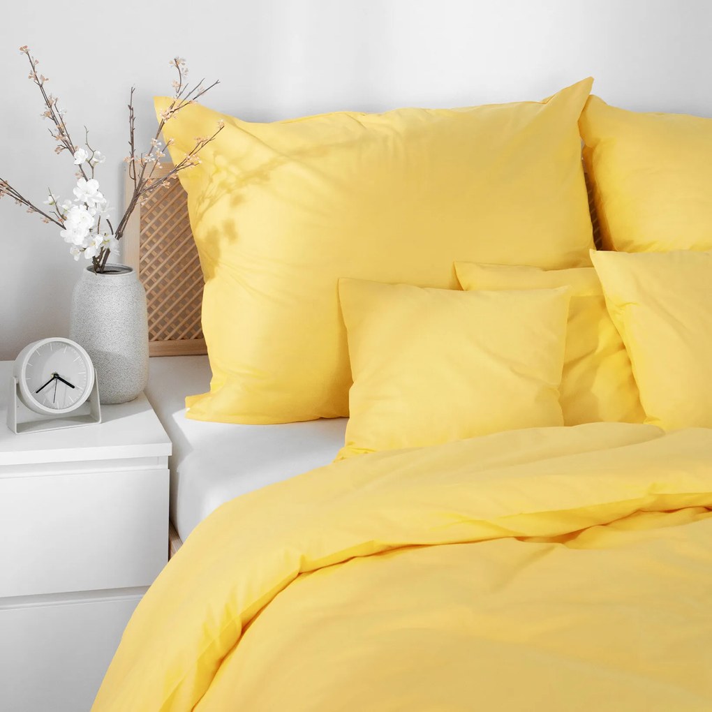 Goldea pamut ágyneműhuzat garnitúra - sárga 140 x 200 és 70 x 90 cm
