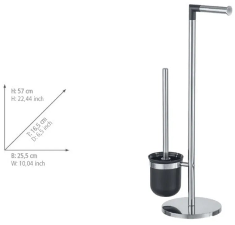 Parus ezüstszínű WC-kefe és WC-papír tartó állvány - Wenko
