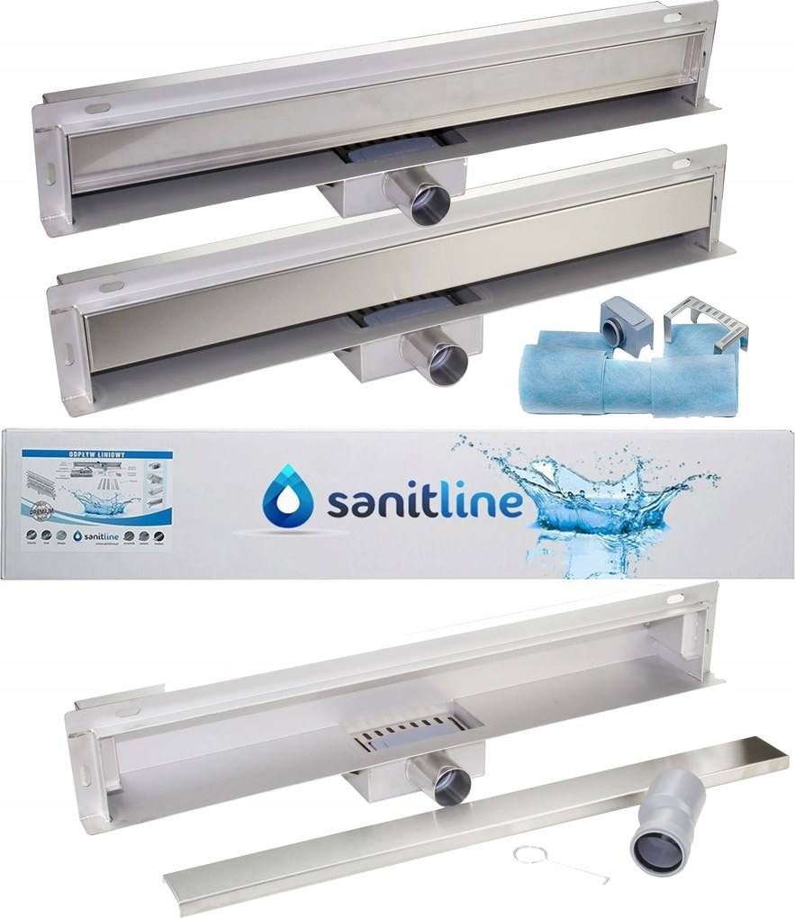 Sanitline Lineáris lefolyó 2in1 Fali 80cm 52mm Csempe Alatt Sima
