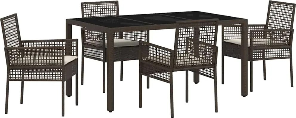 vidaXL Kert étkező szett 5 pcs Barna polirattan