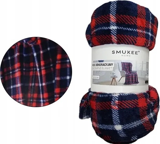 Takaró Smukee kockás sötétkék-piros 170 x 150