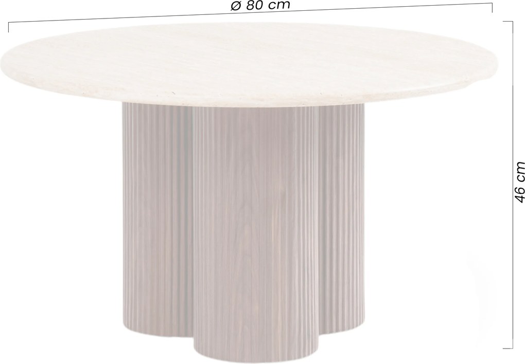 Massia kerek dohányzóasztal 80 cm nappaliba - travertin / dió
