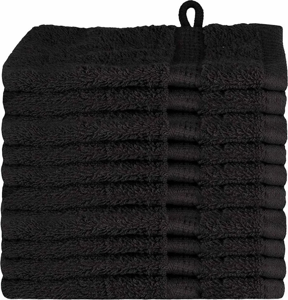 vidaXL Vendégtörölköző SOLUND 10 pcs Fekete 15 x 21 cm 550 gsm