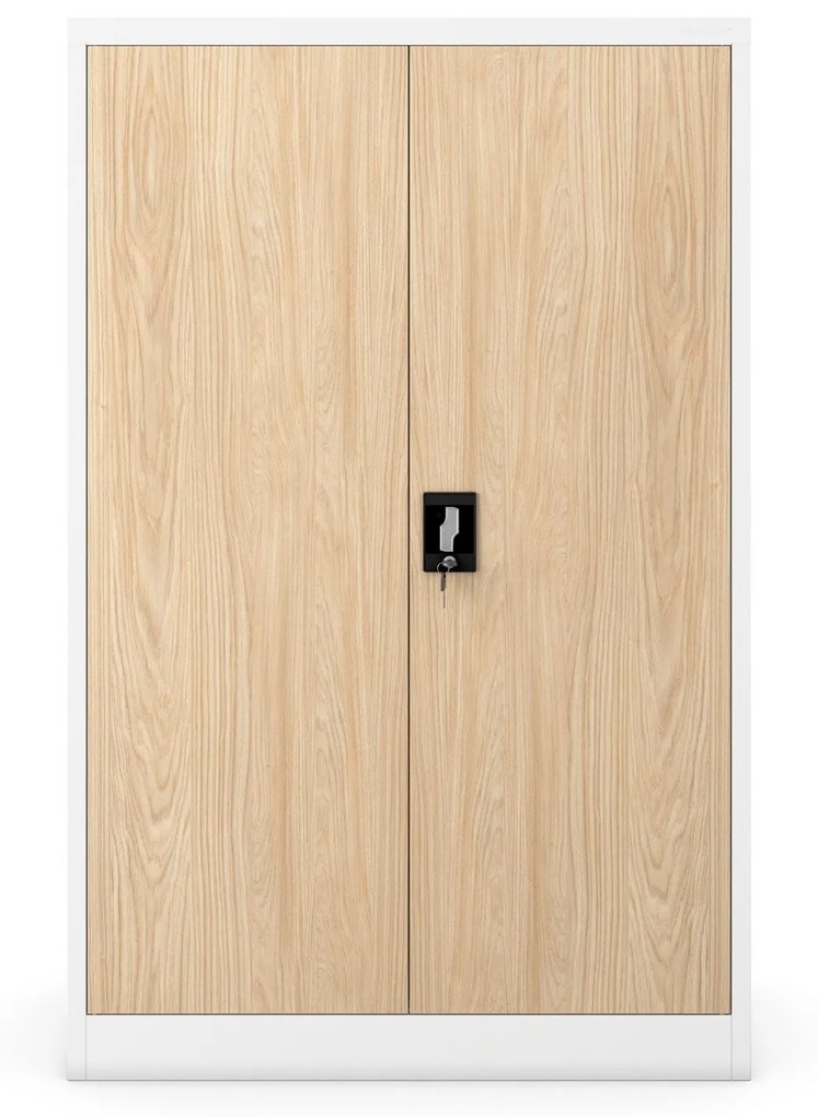 Szekrény KEVIN, 900 x 1400 x 400 mm, Eco Design: fehér/ sonoma tölgy