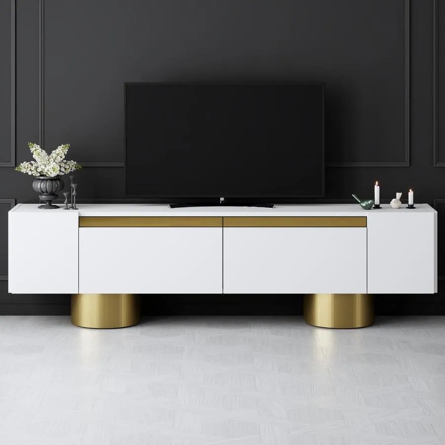 TV szekrény Bohem - White, Gold