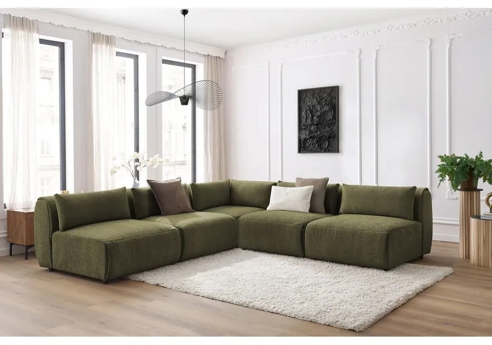 Zöld sarokkanapé (variálható) Jeanne – Bobochic Paris