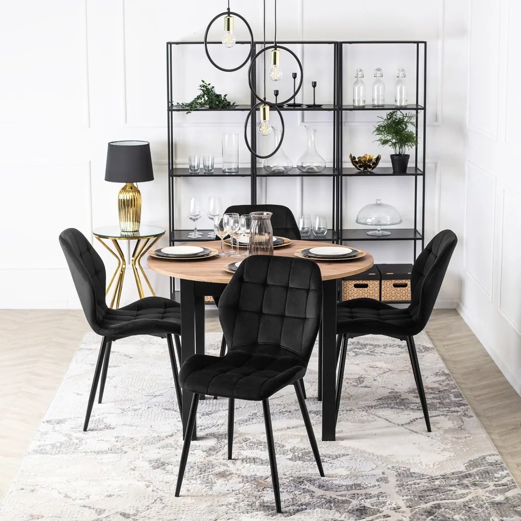 Krzesło LUCKY Czarne Welurowe