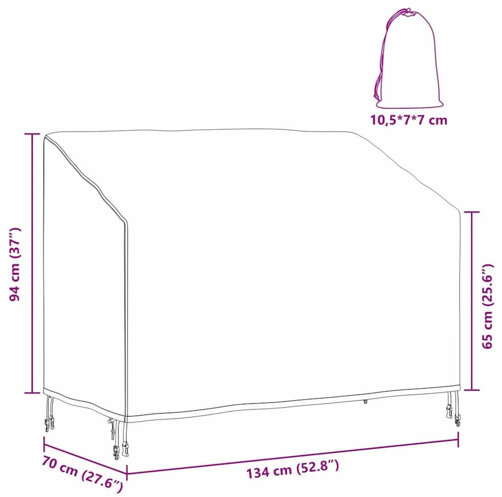 Kerti Pad Borító Fekete 134 x 70 x 65 / 94 cm 210D szövet