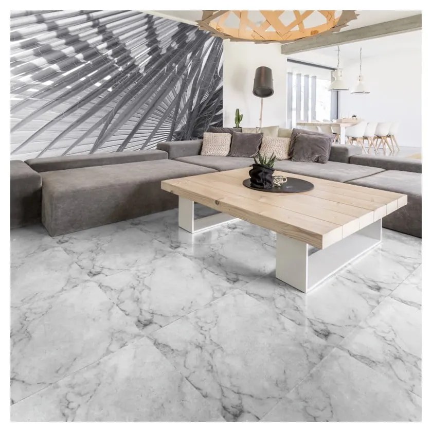 Slab Sticker White Marble padlómatrica, 30 x 30 cm - Ambiance