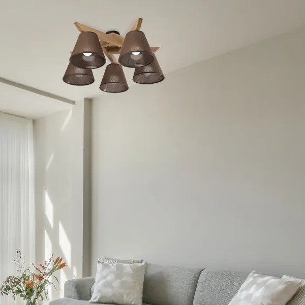 Brilagi - LED  Felületre szerelhető csillár  ANTHONY 5xE14/40W/230V tölgy/barna