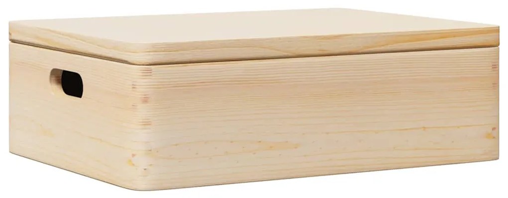 Fa doboz fedéllel és fogantyúkkal 40x30x13 cm tömör fa fenyő