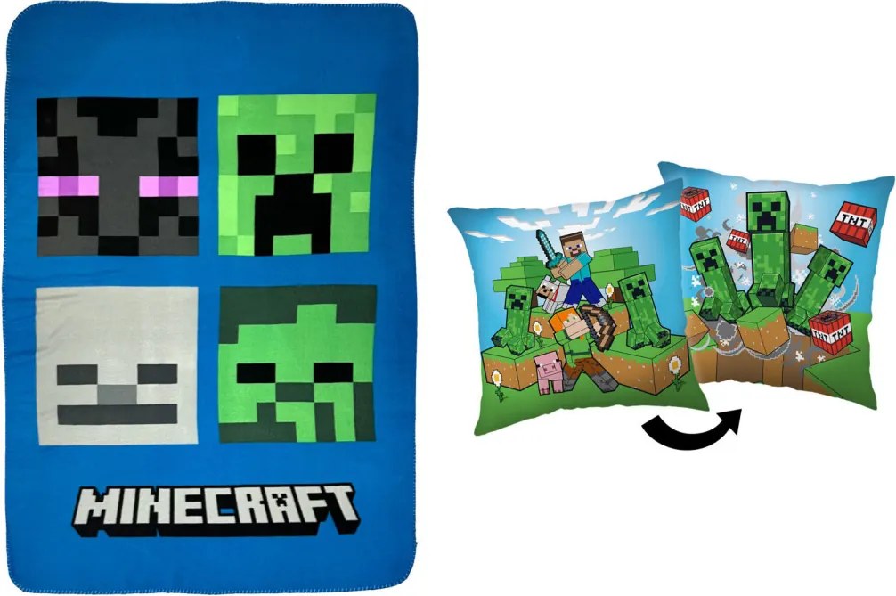 Minecraft Bad Chaos polár takaró és párna szett, 2 részes