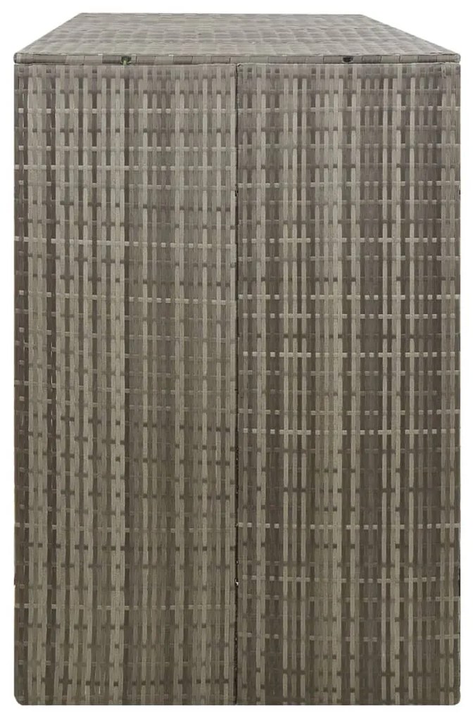 szürke polyrattan hármas kerekeskuka tárolófészer 207x80x117 cm