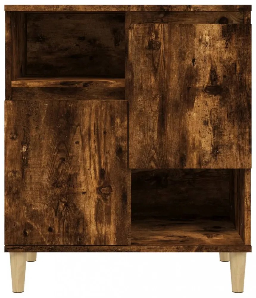 2 db füstös tölgy színű szerelt fa tálalószekrény 60x35x70 cm