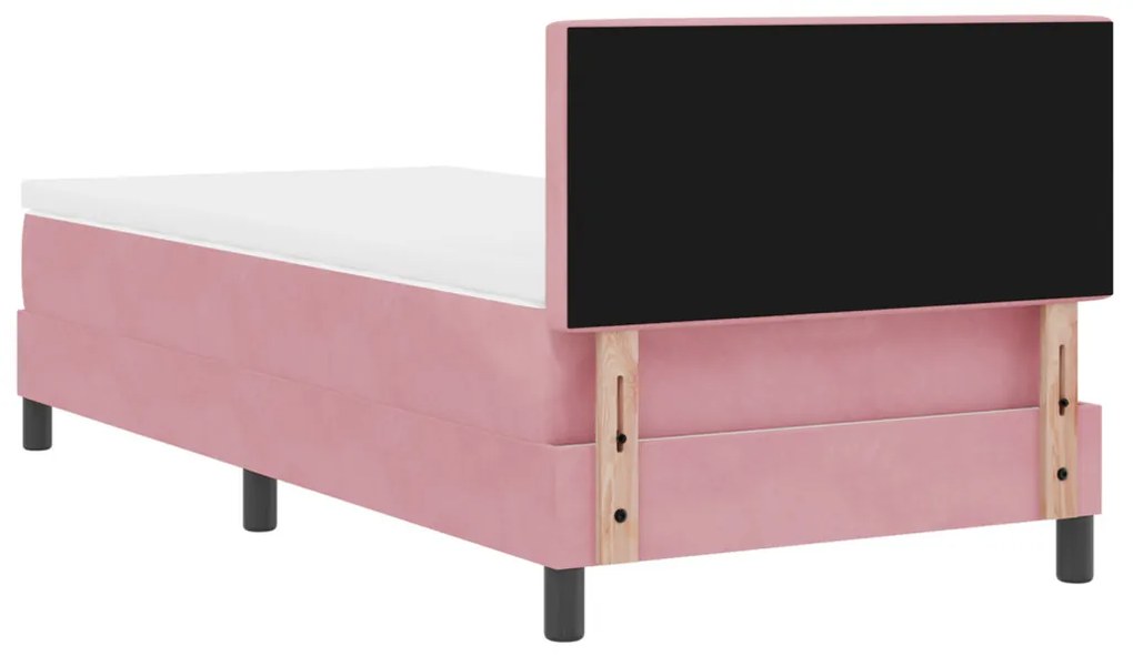 Box Spring Ágy Matraccal Rózsaszín 90x200 cm Bársony