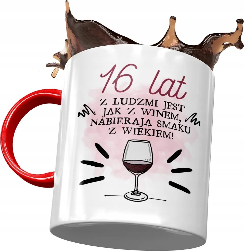 Piros Bögre Születésnapra 16 16. 16. Ajándék Nyomtatott Fotóval