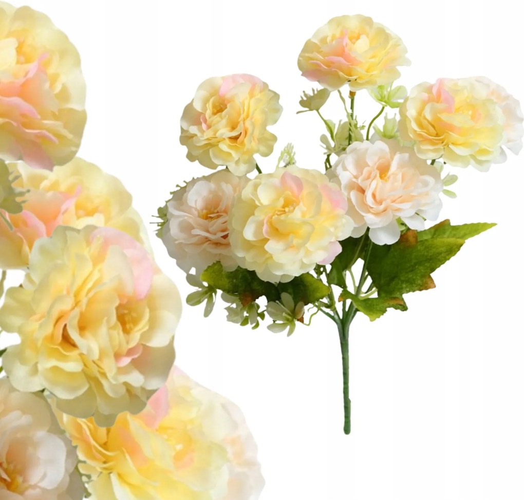 Rózsacsokor Sárga Krémszínű Rózsák Művirág Csokor Váza 32cm 1db