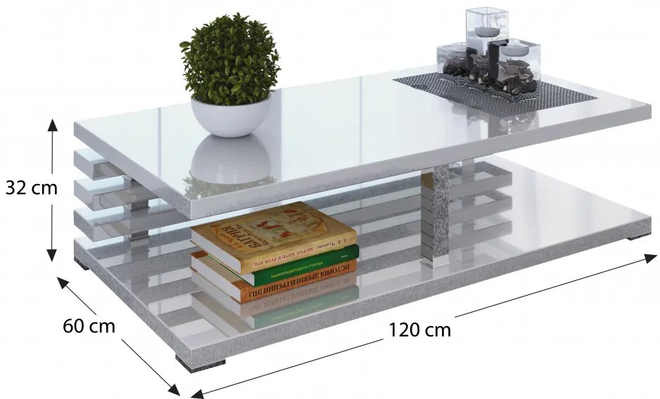 Alex dohányzóasztal magasfényű fehér N
