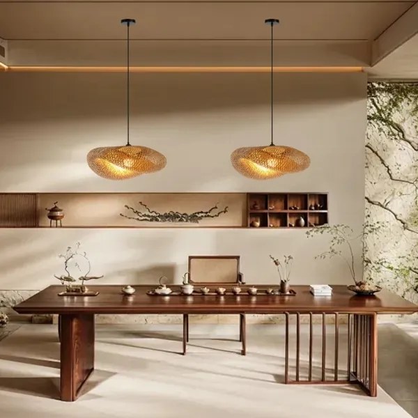 Immax 08269L - Csillár zsinóron HILO 1xE27/40W/230V átm. 60 cm bambusz