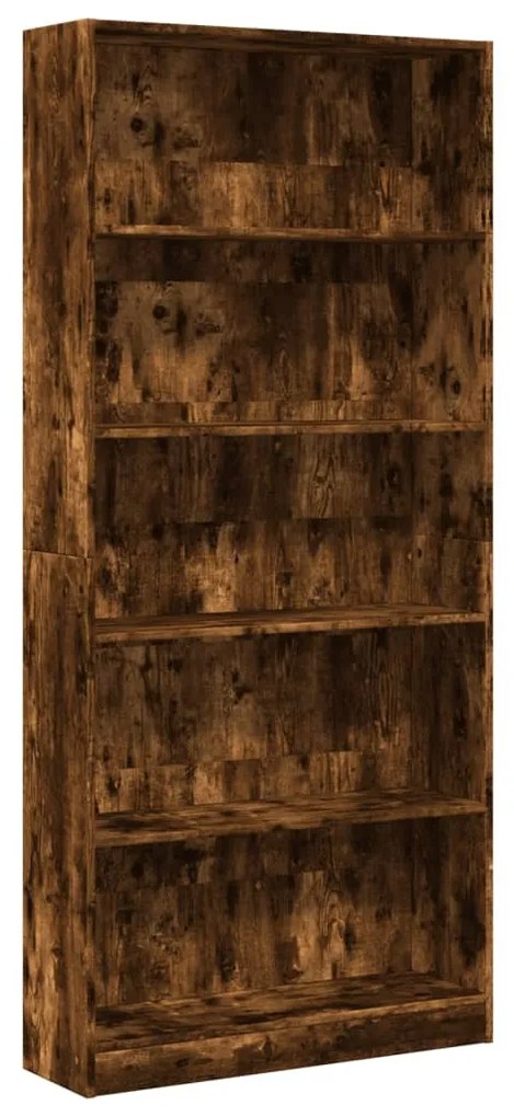 füstös tölgy színű szerelt fa könyvszekrény 80 x 24 x 176 cm