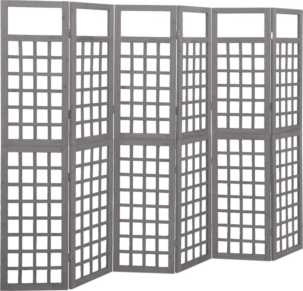 vidaXL 6 paneles szürke fenyőfa térelválasztó/lugasrács 242,5 x 180 cm