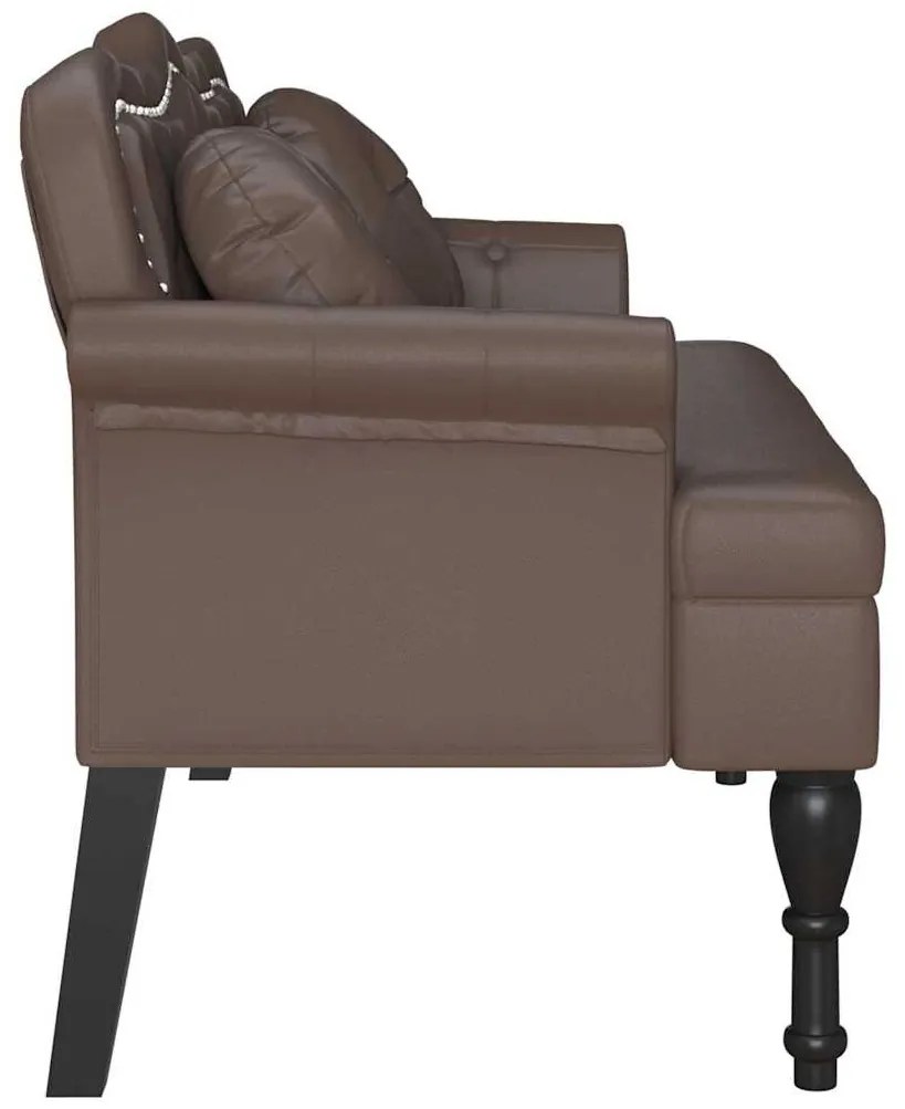vidaXL Chesterfield Pad párnával Barna 120,5 x 65 x 75 cm Műbőr