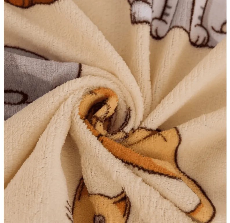 Mikroplüss lepedő COLORED CATS 200x200 cm krémszínű