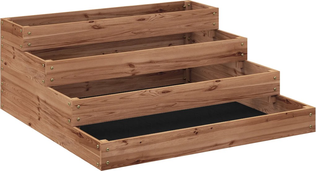 Outsunny 4-szintes Emelt Fa Virágtartó Nagy Kültéri Virágtartó Létra Designtal Városi Kert Növények és Virágok Növesztéséhez Teraszon, Balkonon 113x11