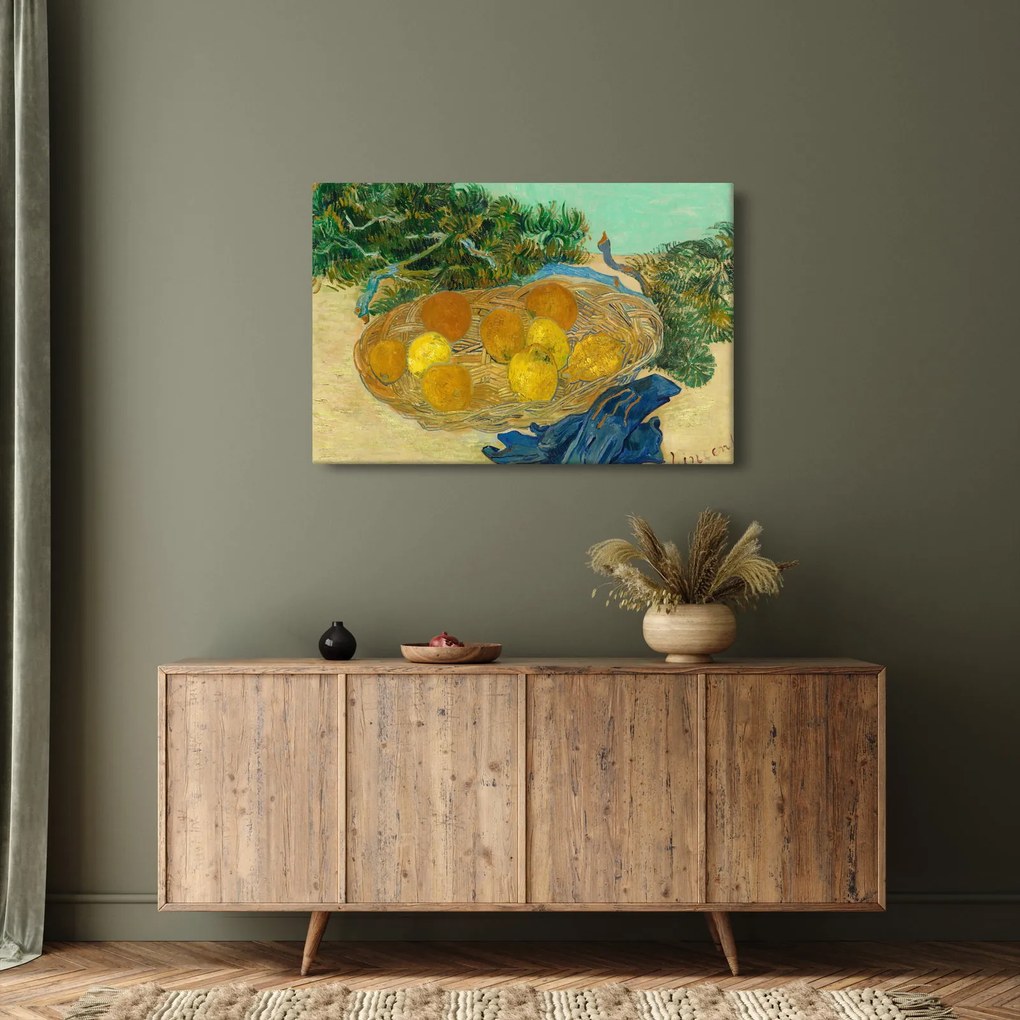 Kép - Vincent van Gogh, Still Life of Oranges and Lemons with Blue Gloves, reprodukciók (90x60 cm)