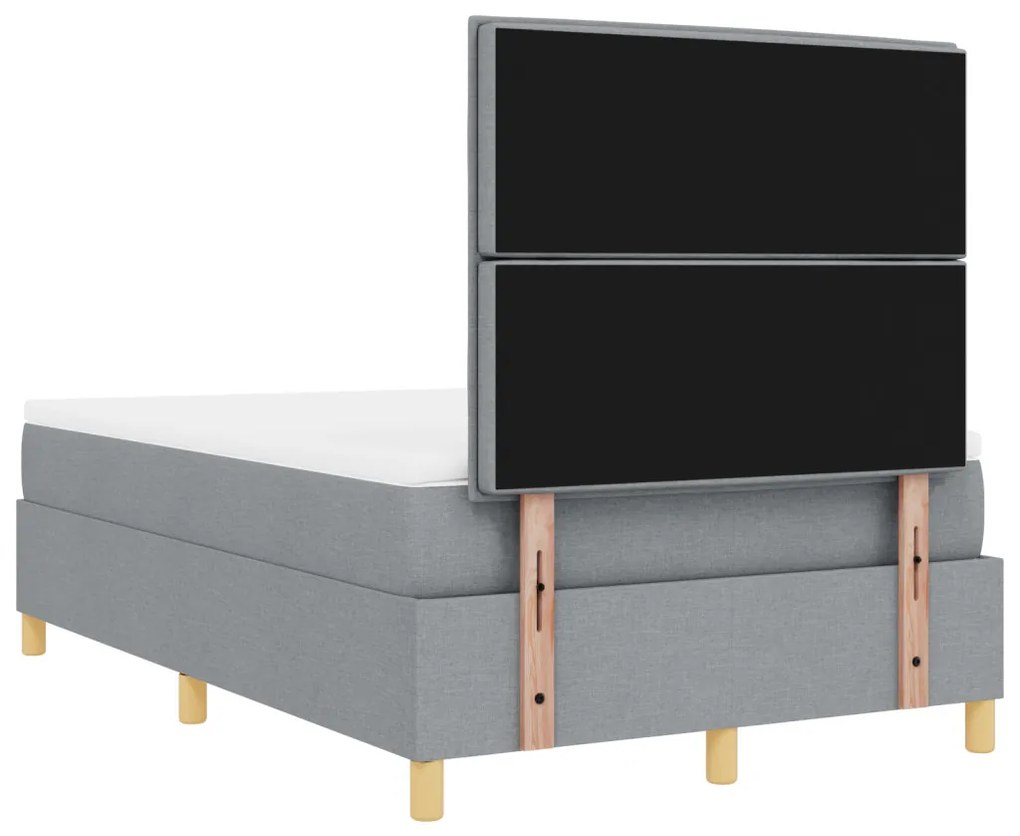 Box Spring Ágy matraccal és LED világosszürke 120x190 cm Szövet