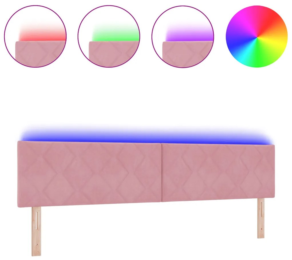 LED Fejtámla LED -es lámpákkal Rózsaszín 200 cm Bársony