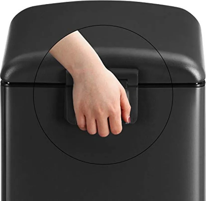 Konyhai szemetes, 30 literes , acélpedálos kuka fedéllel és belső vödörrel,  fekete