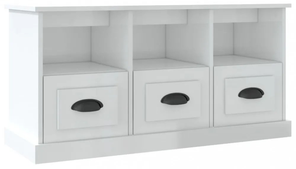 fehér magasfényű szerelt fa TV-szekrény 100x35x50 cm