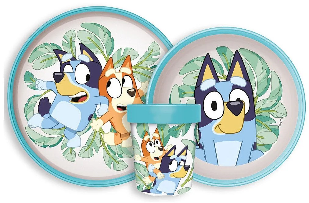 Bluey Leaves csúszásmentes étkészlet, micro műanyag szett