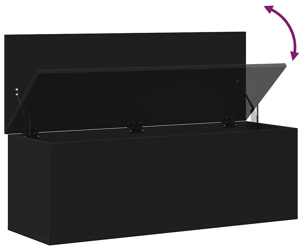 fekete szerelt fa tárolóláda 102 x 35 x 35 cm