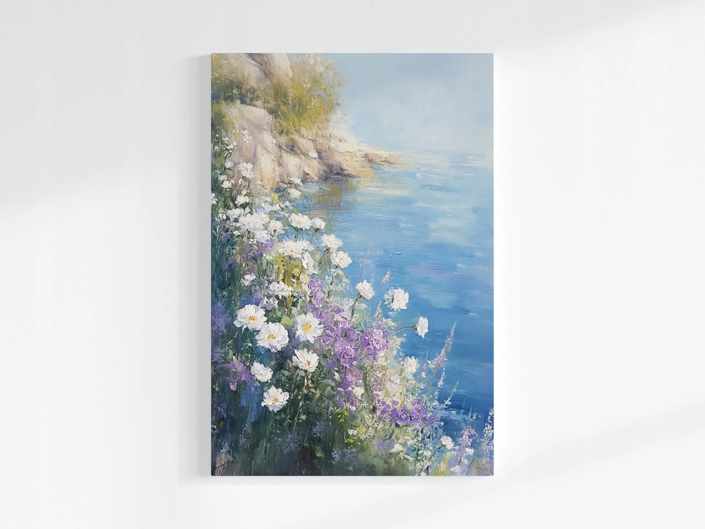 Vászonkép Canvas Tájkép Tenger Tengerpart Virágok Margaréták Rét 80x120