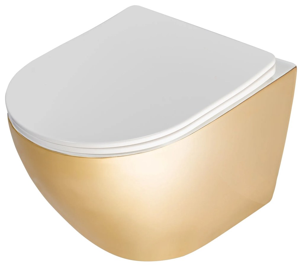 Függesztett WC-csésze rea Carlo Flat Mini Gold/White